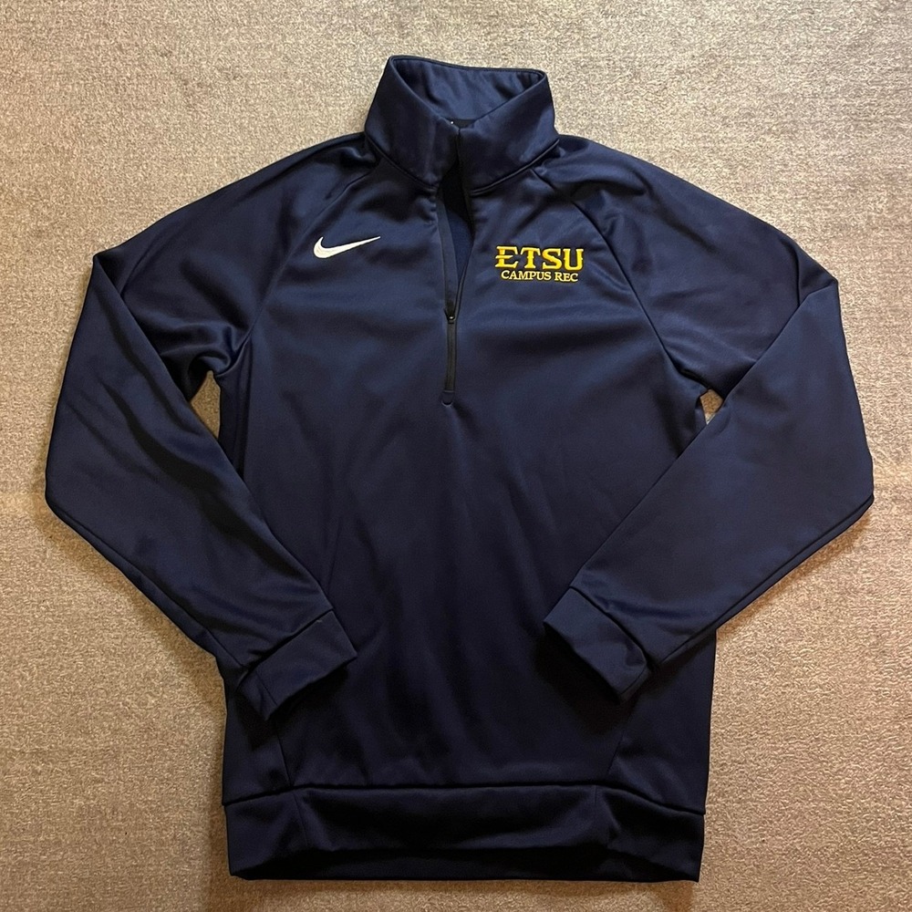 Nike Dri-FIT ETSU Campus Rec Quarter Zip Pullover Navy Blue Mens Small EUC
